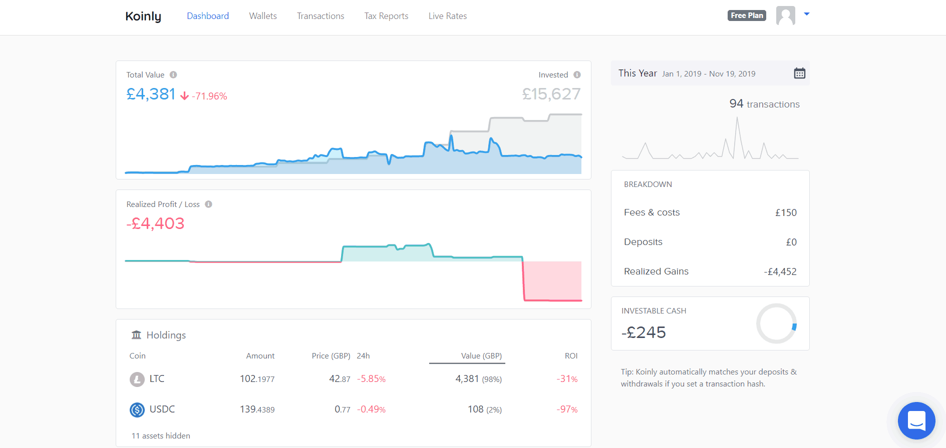 Koinly Dashboard